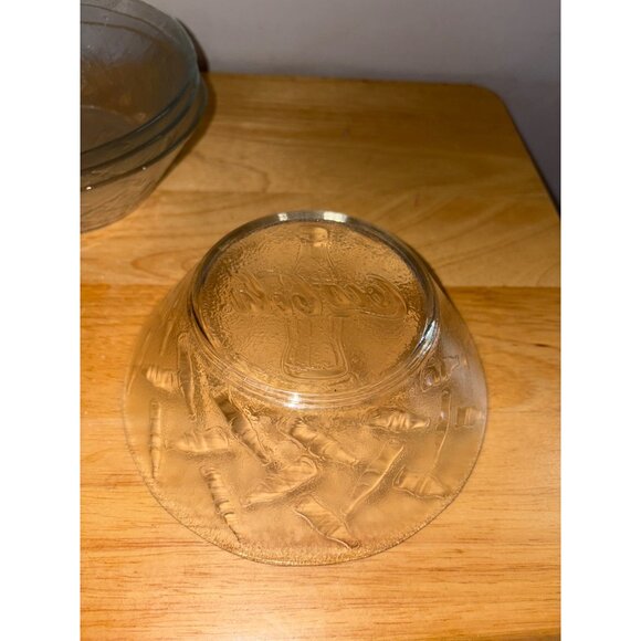 Set Of 4 Vintage Coca-Cola Coke Embossed Glass Dessert Bowls With Bottle Design - Picture 5 of 5